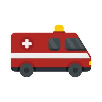 Ambulance car icon flat vector. Emergency vehicle 스톡 일러스트