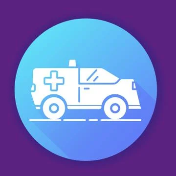 Ambulance car icon.Flat vector illustration. Vehicle side view. 스톡 일러스트