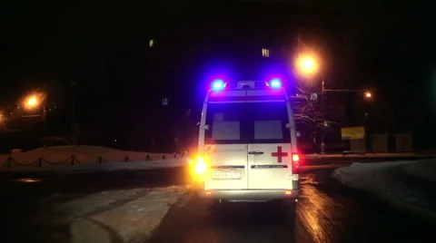Ambulance car in the night Stock Footage 46568697