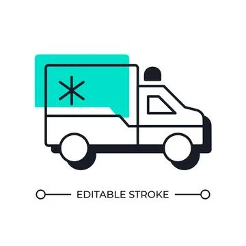 Ambulance car offset shadow line icon Illustrazione stock