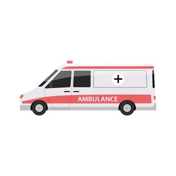 Ambulance car side view - flat cartoon vector illustration イラスト素材
