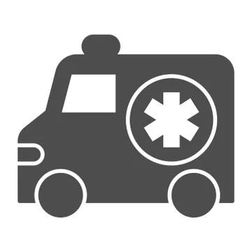 Ambulance car solid icon, Medical concept, Emergency transport sign on white Illustrazione stock
