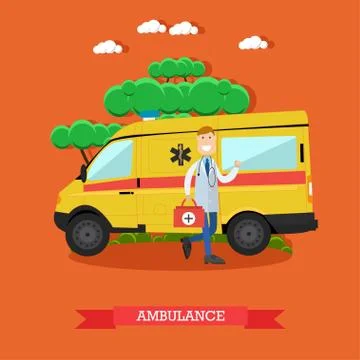 Ambulance concept vector illustration in flat style Stock Illustration