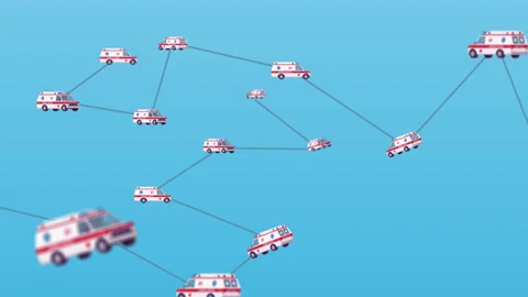 Ambulance connection lines animation Stock Footage 157015362
