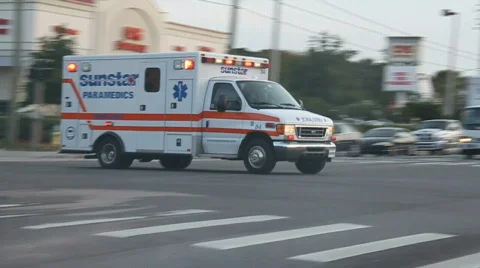 Ambulance Crossing Intersection Stock Footage 618336