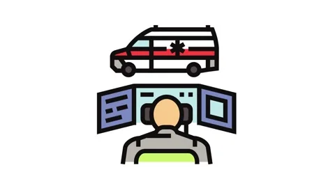 Ambulance dispatch color icon animation 스톡 동영상 326106326