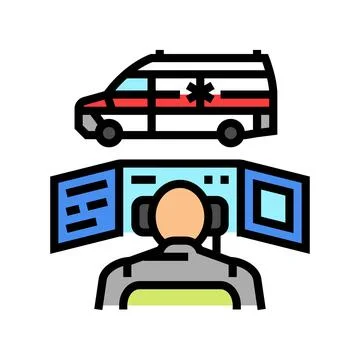 Ambulance dispatch color icon vector illustration Stock Illustration