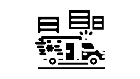 Ambulance dispatch glyph icon animation 스톡 동영상 326739260