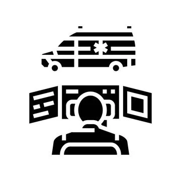 Ambulance dispatch glyph icon vector illustration Ilustración de archivo
