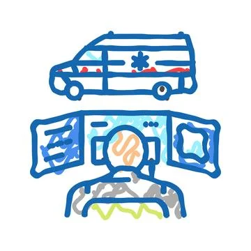 Ambulance dispatch icon doodle illustration Ilustración de archivo