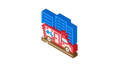 Ambulance dispatch isometric icon animation 스톡 동영상 327283895