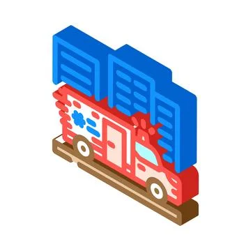 Ambulance dispatch isometric icon vector illustration 스톡 일러스트
