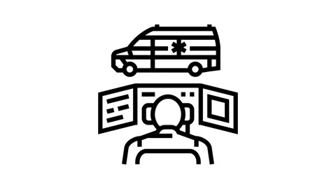 Ambulance dispatch line icon animation Stock Footage 326132284