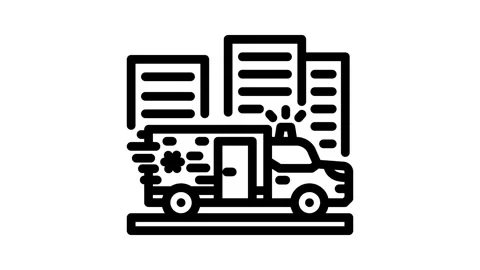 Ambulance dispatch line icon animation 스톡 동영상 326754619