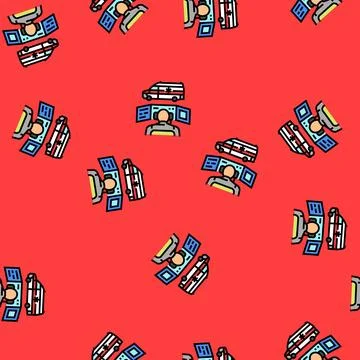 Ambulance dispatch vector seamless pattern Ilustración de archivo
