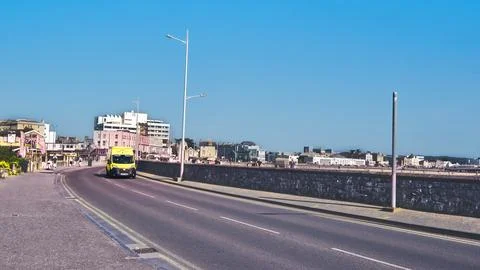 Ambulance Driving Along the Seafront 库存照片