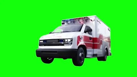 An ambulance driving fast. realistic dynamic reflections on the car body Stock Footage 328543555