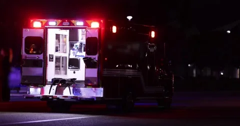Ambulance Emergency Response Night Stock Footage 332027847