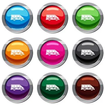 Ambulance emergency van set 9 collection Stock Illustration