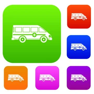 Ambulance emergency van set color collection Stock Illustration