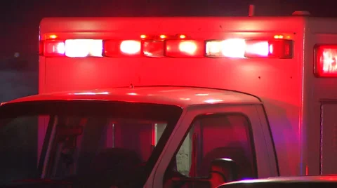 Ambulance Flashing Emergency Lights Stock Footage