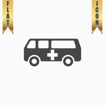 Ambulance flat icon Stock Illustration