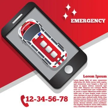 Ambulance in the form of a mobile application. Stock Illustration