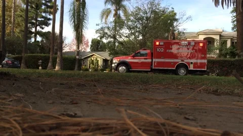 Ambulance in front of house Stock Footage 57354278