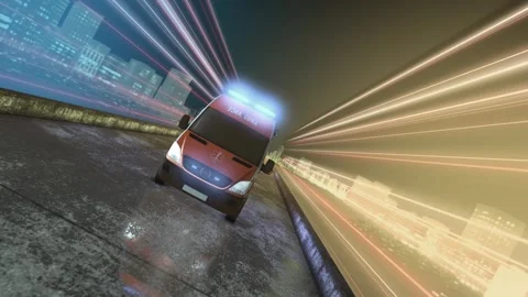 Ambulance. Front view. Speed. An emergency call. Video stock 282009856