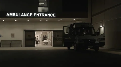 Ambulance Hospital Entrance Stock Footage