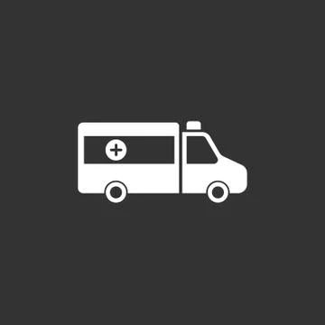 Ambulance icon on a black background Stock Illustration