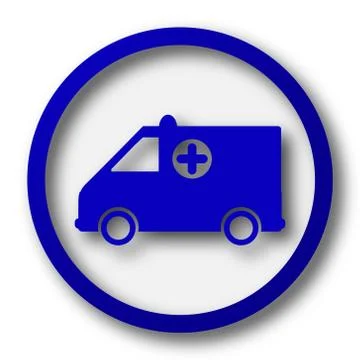 Ambulance icon. Blue internet button on white background.. 스톡 일러스트