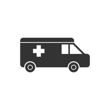 Ambulance icon flat 스톡 일러스트