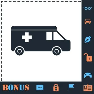 Ambulance icon flat Stock Illustration