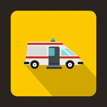 Ambulance icon, flat style Stock Illustration