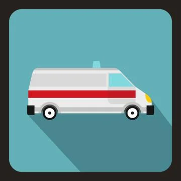 Ambulance icon, flat style Illustrazione stock