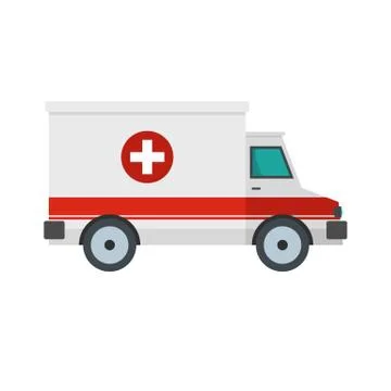 Ambulance icon, flat style Stock Illustration
