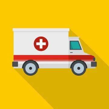 Ambulance icon, flat style Illustrazione stock