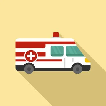 Ambulance icon, flat style Stock Illustration