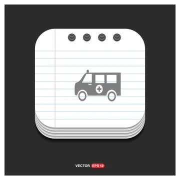 Ambulance icon Gray icon on Notepad Style template Vector EPS 10 Free Icon イラスト素材