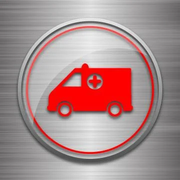 Ambulance icon. Internet button on metallic background.. Stock Illustration