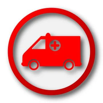 Ambulance icon. Internet button on white  background.. Stock Illustration