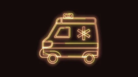 Ambulance Icon Neon Seamless Loop with Black Background 4K Stock Footage 311429259
