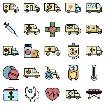 Ambulance icons vector flat Stock Illustration