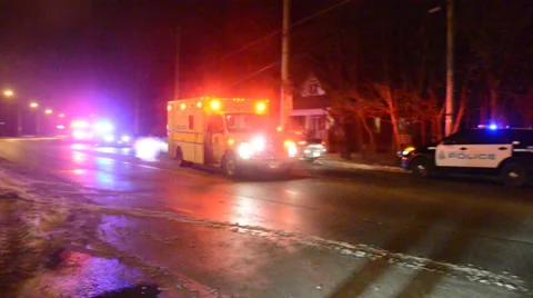 Ambulance Leaving Scene Stock Footage 35697317