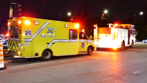Ambulance with lights and sirens Stock Footage 119903775