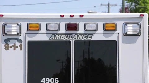 Ambulance lights back of van and doors Stock Footage 64220281