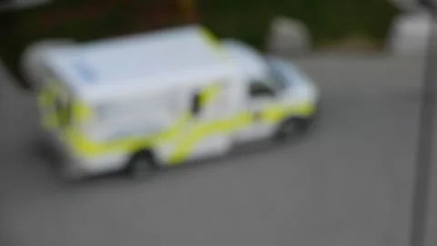 Ambulance Lights Blinking With Some Smoke Particles Aerial Full Frame Shot 動画素材 153820016