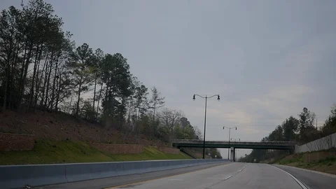 Ambulance With Lights on Driving Down Highway in Slow Motion Stock Footage 91270523
