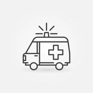 Ambulance linear vector concept minimal icon 스톡 일러스트